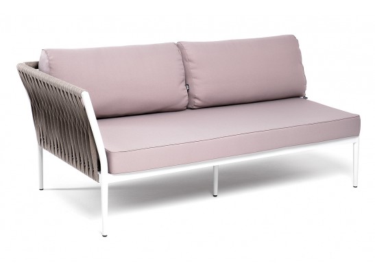 "Касабланка" правый модуль плетеный из роупа, каркас алюминий светло-серый (RAL7035) шагрень, роуп серо-коричневый 23мм, ткань Neo ash в Кургане