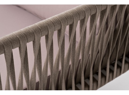 "Касабланка" правый модуль плетеный из роупа, каркас алюминий светло-серый (RAL7035) шагрень, роуп серо-коричневый 23мм, ткань Neo ash в Кургане