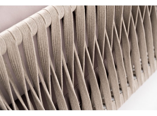 "Касабланка" правый модуль плетеный из роупа, каркас алюминий светло-серый (RAL7035) шагрень, роуп серо-коричневый 23мм, ткань Neo ash в Кургане