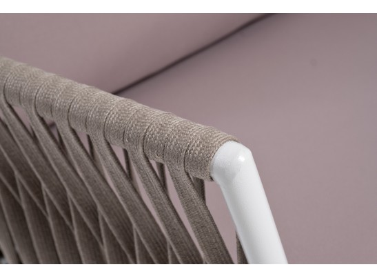 "Касабланка" правый модуль плетеный из роупа, каркас алюминий светло-серый (RAL7035) шагрень, роуп серо-коричневый 23мм, ткань Neo ash в Кургане