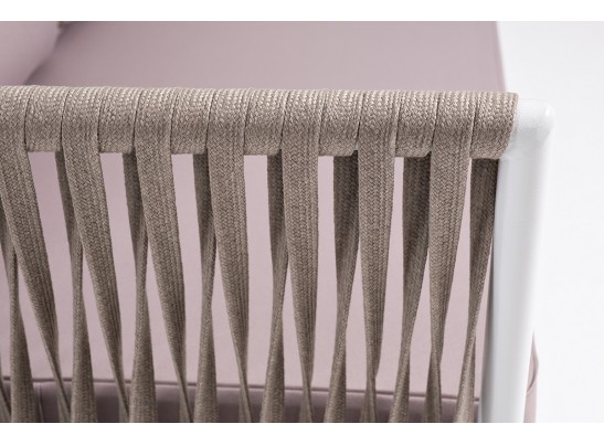 "Касабланка" правый модуль плетеный из роупа, каркас алюминий светло-серый (RAL7035) шагрень, роуп серо-коричневый 23мм, ткань Neo ash в Кургане