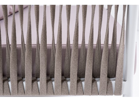 "Касабланка" правый модуль плетеный из роупа, каркас алюминий светло-серый (RAL7035) шагрень, роуп серо-коричневый 23мм, ткань Neo ash в Кургане