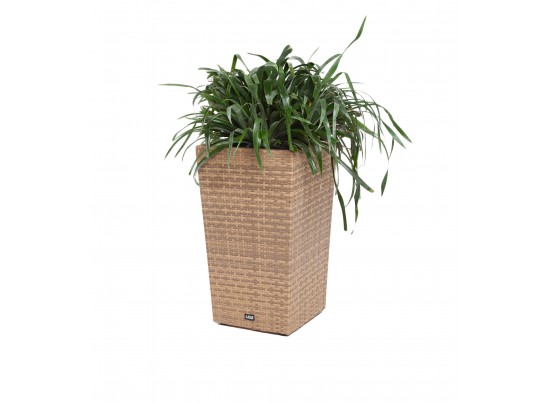 "Капучино" кашпо для цветов плетеное из искусственного ротанга, цвет соломенный в Кургане