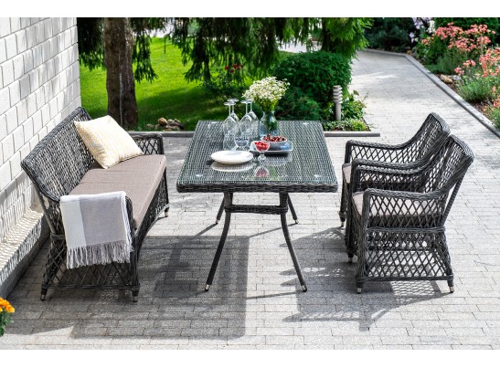 "Катания" обеденная группа плетеная на 4 персоны, цвет графит в Кургане