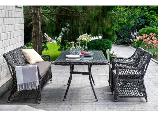 "Катания" обеденная группа плетеная на 4 персоны, цвет графит в Кургане