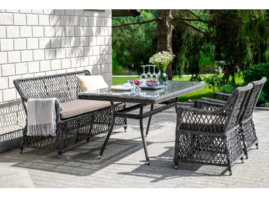 "Катания" обеденная группа плетеная на 4 персоны, цвет графит в Кургане