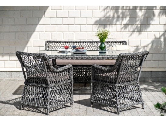 "Катания" обеденная группа плетеная на 4 персоны, цвет графит в Кургане