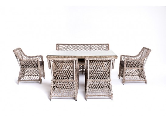 "Катания" обеденная группа плетеная на 6 персон, цвет бежевый в Кургане