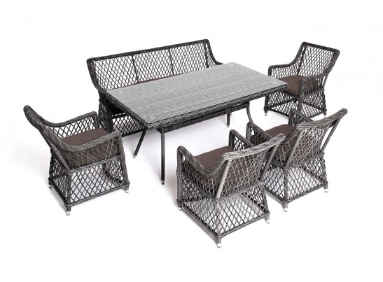 "Катания" обеденная группа плетеная на 6 персон, цвет графит в Кургане