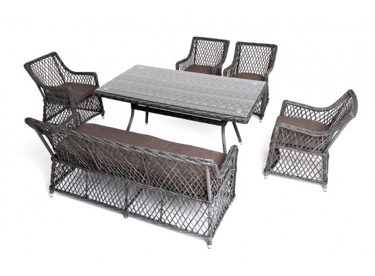 "Катания" обеденная группа плетеная на 6 персон, цвет графит в Кургане