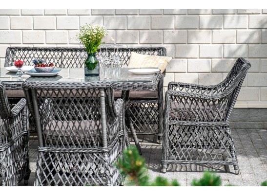 "Катания" обеденная группа плетеная на 6 персон, цвет графит в Кургане