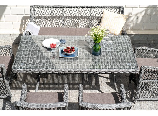 "Катания" обеденная группа плетеная на 6 персон, цвет графит в Кургане