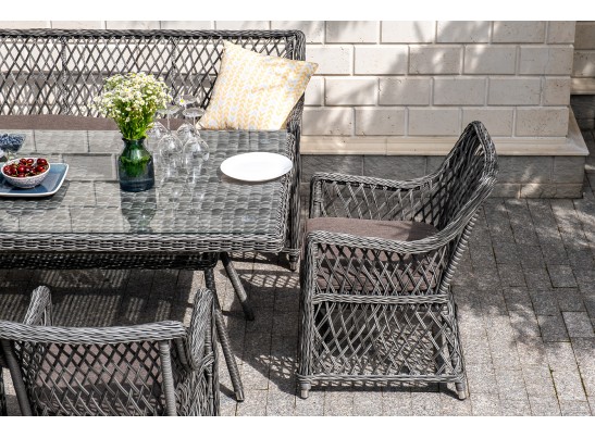 "Катания" обеденная группа плетеная на 6 персон, цвет графит в Кургане