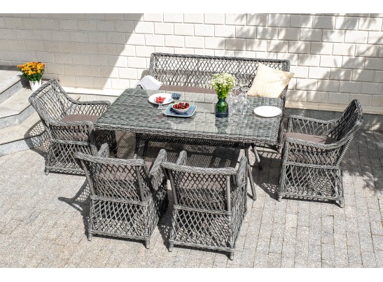"Катания" обеденная группа плетеная на 6 персон, цвет графит в Кургане