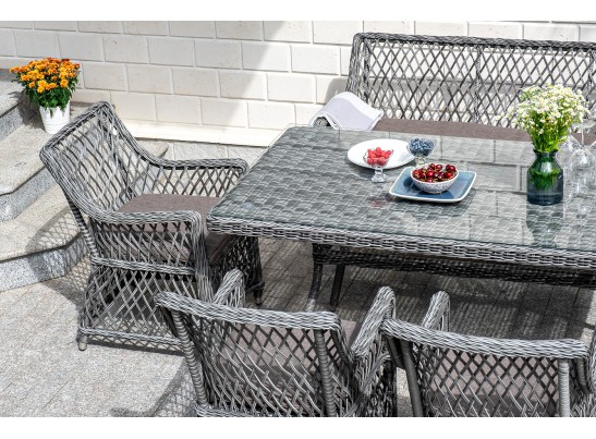 "Катания" обеденная группа плетеная на 6 персон, цвет графит в Кургане