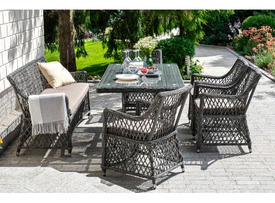 "Катания" обеденная группа плетеная на 6 персон, цвет графит в Кургане