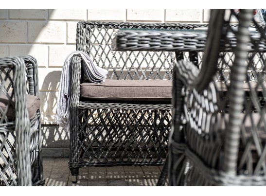 "Катания" обеденная группа плетеная на 6 персон, цвет графит в Кургане