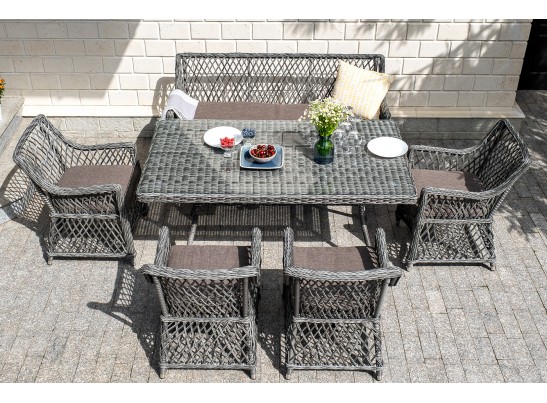 "Катания" обеденная группа плетеная на 6 персон, цвет графит в Кургане