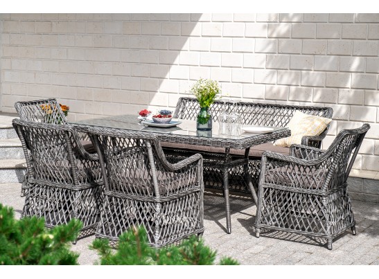 "Катания" обеденная группа плетеная на 6 персон, цвет графит в Кургане