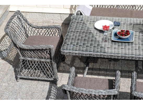 "Катания" обеденная группа плетеная на 6 персон, цвет графит в Кургане