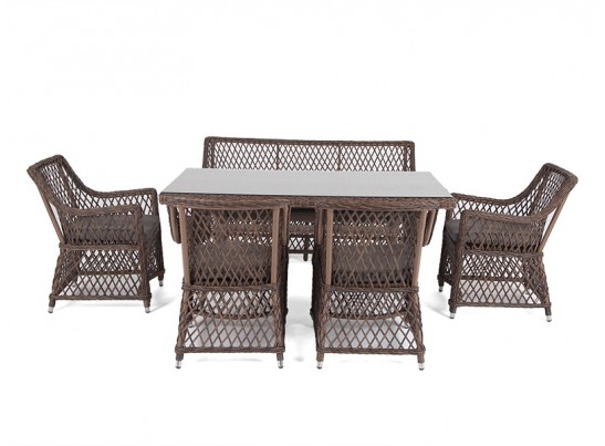 "Катания" обеденная группа плетеная на 6 персон, цвет коричневый в Кургане