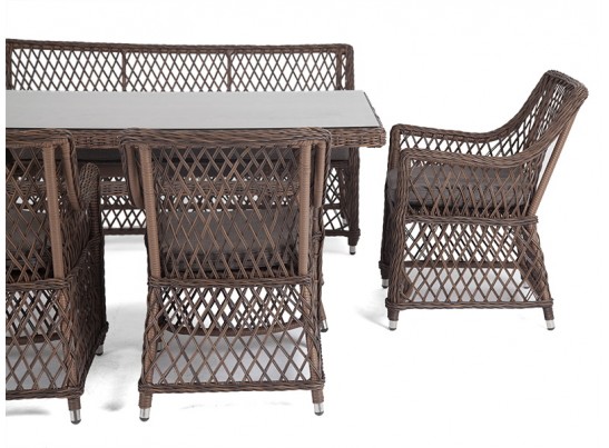 "Катания" обеденная группа плетеная на 6 персон, цвет коричневый в Кургане