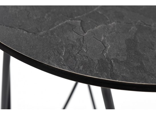 "Колумбия" журнальный стол из HPL круглый Ø40 H55, каркас из алюминия темно-серый (RAL 7024), цвет столешницы "серый гранит" в Кургане