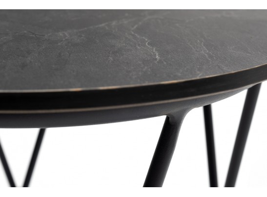 "Колумбия" журнальный стол из HPL круглый Ø40 H55, каркас из алюминия темно-серый (RAL 7024), цвет столешницы "серый гранит" в Кургане