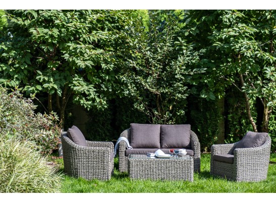 "Кон Панна" диван из искусственного ротанга (гиацинт) двухместный, цвет серый в Кургане