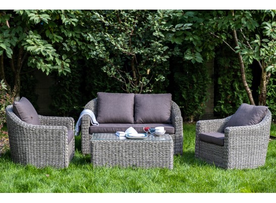 "Кон Панна" диван из искусственного ротанга (гиацинт) двухместный, цвет серый в Кургане