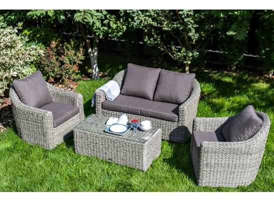 "Кон Панна" диван из искусственного ротанга (гиацинт) двухместный, цвет серый в Кургане