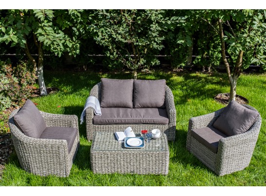 "Кон Панна" диван из искусственного ротанга (гиацинт) двухместный, цвет серый в Кургане