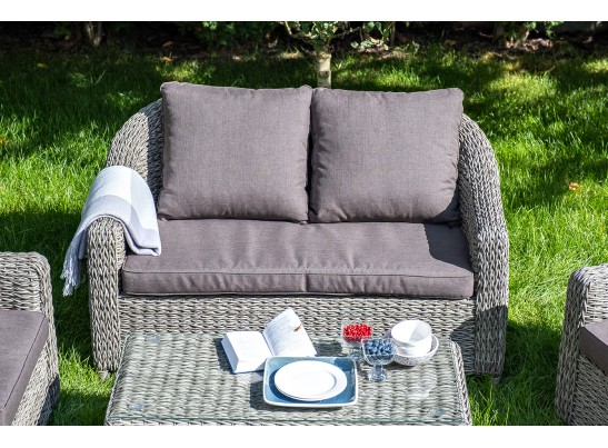 "Кон Панна" диван из искусственного ротанга (гиацинт) двухместный, цвет серый в Кургане