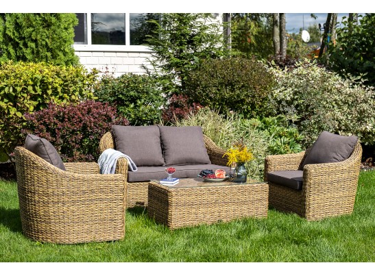 "Кон Панна" диван из искусственного ротанга (гиацинт) двухместный, цвет соломенный в Кургане