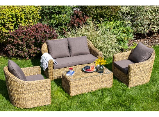 "Кон Панна" диван из искусственного ротанга (гиацинт) двухместный, цвет соломенный в Кургане