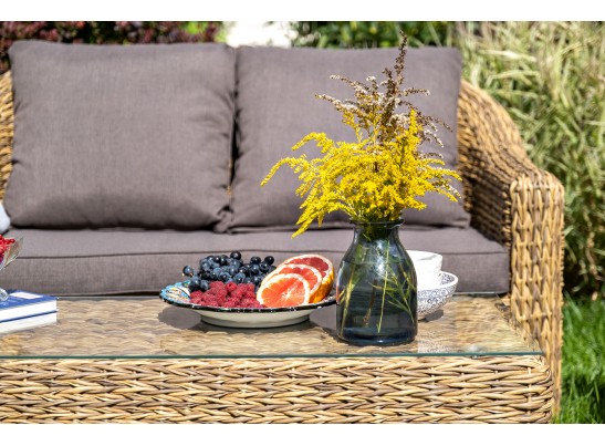 "Кон Панна" диван из искусственного ротанга (гиацинт) двухместный, цвет соломенный в Кургане