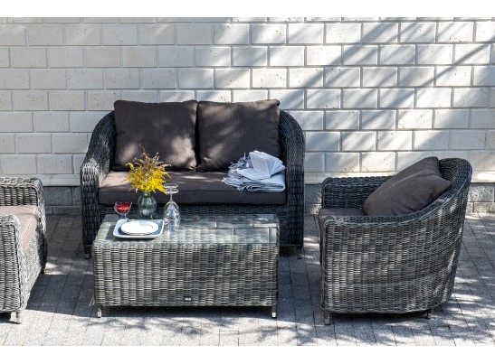 "Кон Панна" лаунж-зона из искусственного ротанга, цвет графит в Кургане