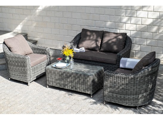 "Кон Панна" лаунж-зона из искусственного ротанга, цвет графит в Кургане