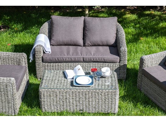 "Кон Панна" столик журнальный из искусственного ротанга (гиацинт), цвет серый в Кургане