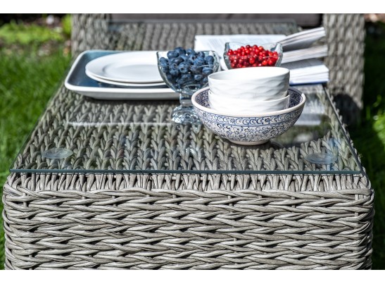 "Кон Панна" столик журнальный из искусственного ротанга (гиацинт), цвет серый в Кургане