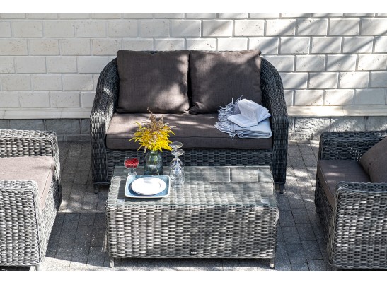 "Кон Панна" диван из искусственного ротанга двухместный, цвет графит в Кургане