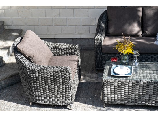 "Кон Панна" диван из искусственного ротанга двухместный, цвет графит в Кургане