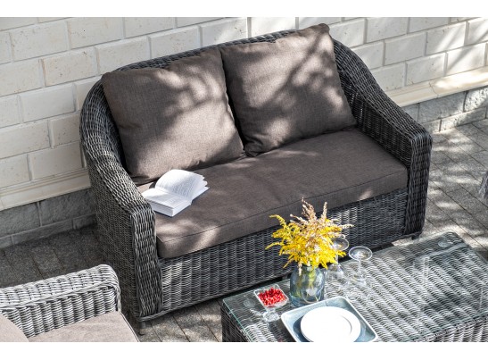 "Кон Панна" диван из искусственного ротанга двухместный, цвет графит в Кургане