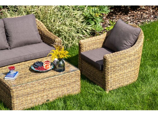 "Кон Панна" лаунж-зона из искусственного ротанга (гиацинт), цвет соломенный в Кургане