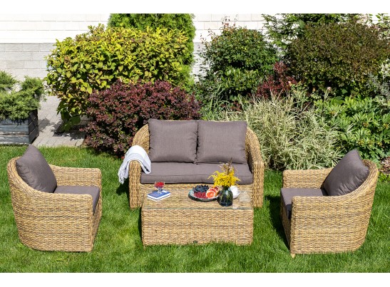 "Кон Панна" лаунж-зона из искусственного ротанга (гиацинт), цвет соломенный в Кургане