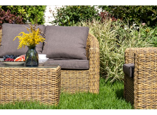 "Кон Панна" лаунж-зона из искусственного ротанга (гиацинт), цвет соломенный в Кургане