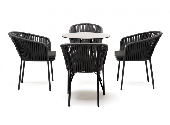 "Конте" обеденная группа на 4 персоны, круглый стол, цвет "серый гранит" в Кургане