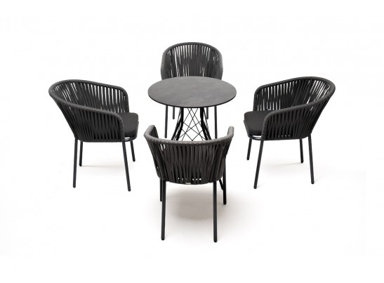 "Конте" обеденная группа на 4 персоны, круглый стол, цвет "серый гранит" в Кургане