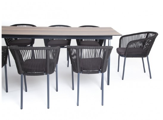 "Куба" обеденная группа на 10 персон, стол HPL "дуб", круглый роуп в Кургане