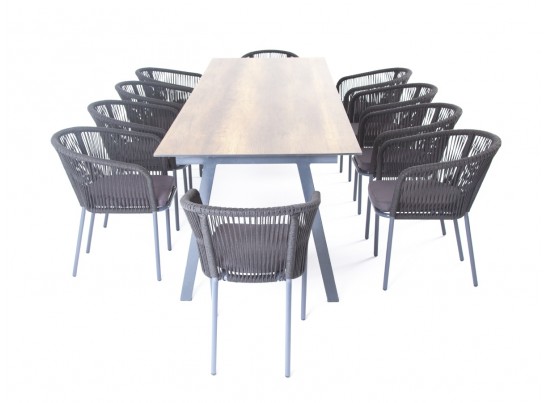 "Куба" обеденная группа на 10 персон, стол HPL "дуб", круглый роуп в Кургане